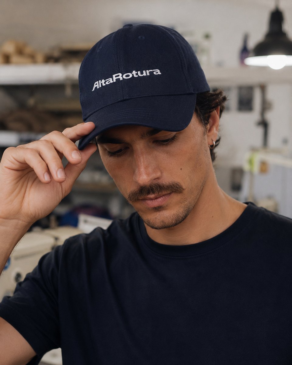 Gorra Alta Rotura azul marino con logo